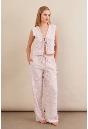 Kadın Bordo Çizgili Püsküllü Alt Üst Takım MOD2517