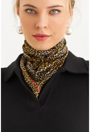 Kadın Camel-Siyah Saten Fular FİR100