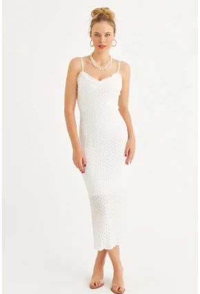 Kadın Ekru Astarlı Dantel Maxi Elbise YEL221662