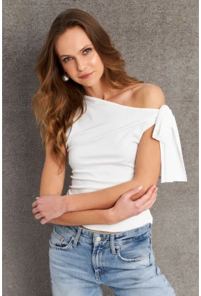 Kadın Ekru Bağlama Detaylı Bluz TF50