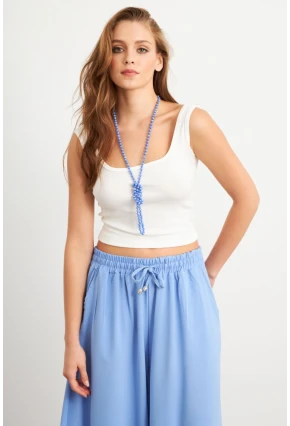 Kadın Ekru Basic Crop Atlet TOP06