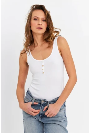 Kadın Ekru Düğmeli Atlet RSP634