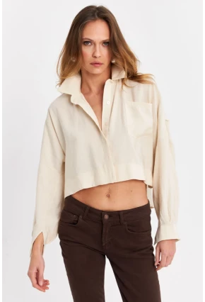 Kadın Ekru Kupra Gömlek SB3061