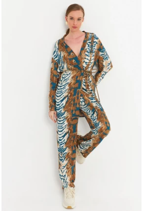 Kadın Ekru-Mavi Alt Üst Takım MGÇ202