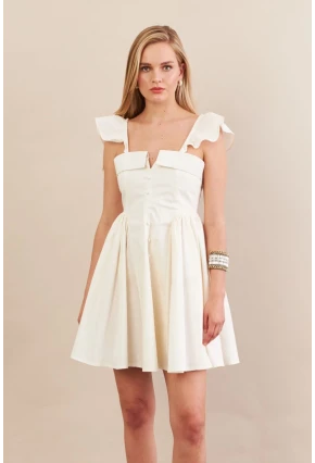 Kadın Ekru Midi Dokuma Elbise PSG1010