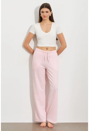 Kadın Ekru-Pembe Çizgili Eşofman Altı ATS80146