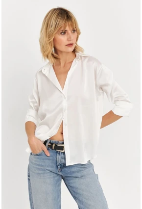 Kadın Ekru Saten Gömlek ELT8051