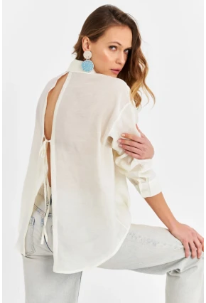 Kadın Ekru Sırtı Açık Gömlek MOD2369