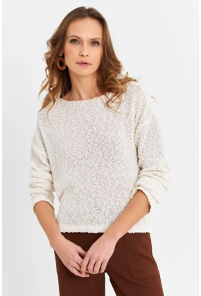 Kadın Ekru Triko Bluz YV322