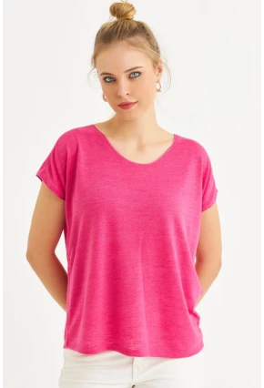 Kadın Fuşya Basic Bluz AYD410