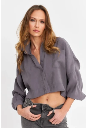 Kadın Gri Kupra Gömlek SB3061