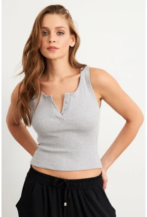 Kadın Gri Patlı Kaşkorse Bluz MK02