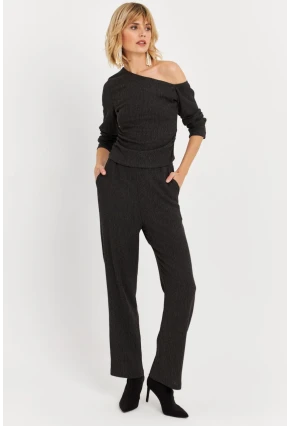 Kadın Haki Asimetrik Yaka Alt Üst Takım KED7151