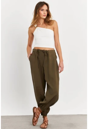 Kadın Haki Kubra Şalvar Pantolon GÇ900