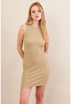 Kadın Haki Rustik Mini Elbise FLU7310