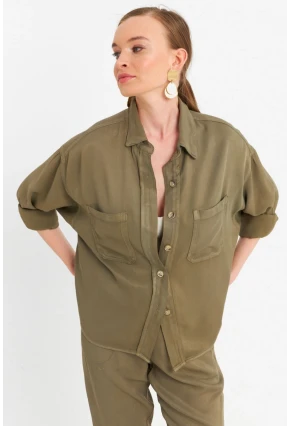 Kadın Haki Tensel Gömlek SUN202