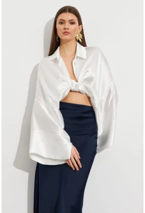 Kadın İndigo Saten Çan Etek SE20