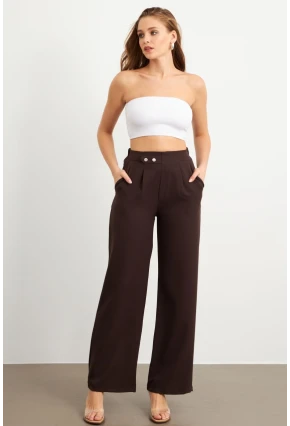 Kadın Kahverengi Cepli Pantolon FLU7250