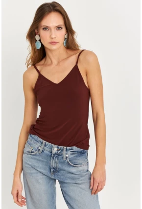 Kadın Kahverengi Degaje Yaka Bluz LPP1286