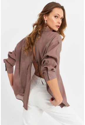 Kadın Kahverengi Sırtı Açık Gömlek MOD2369-90