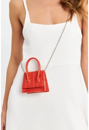 Kadın Kiremit Zincir Askılı Mikro Çanta BE459