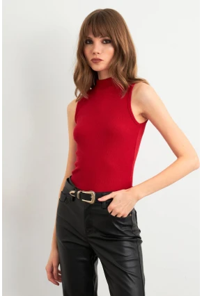 Kadın Kırmızı Kolsuz Bluz GA102