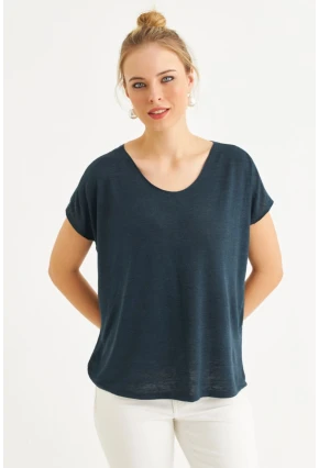 Kadın Lacivert Basic Bluz AYD410