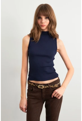 Kadın Lacivert Kolsuz Bluz GA102