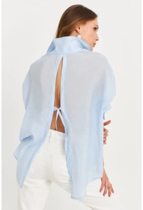 Kadın Mavi Sırtı Açık Gömlek MOD2369