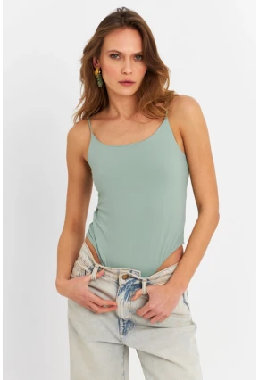 Kadın Mint Çıtçıtlı Body ZH129