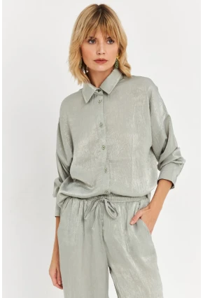 Kadın Mint Saten Gömlek MCAR1127