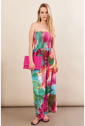 Kadın Multi Straplez Pilise Uzun Elbise MSİ100