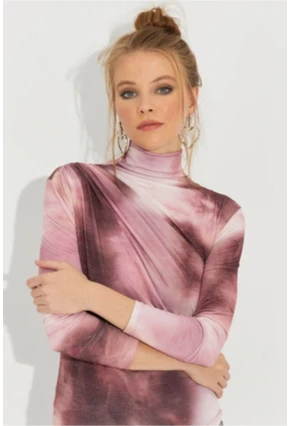 Kadın Pudra Büzgülü Batik Bluz MTK10834