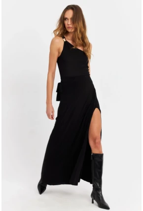 Kadın Siyah Anvelop Etek HOR41