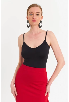 Kadın Siyah Askılı Basic Atlet FLS06