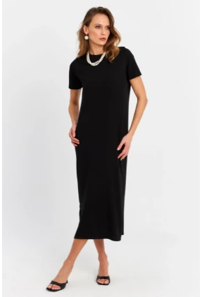 Kadın Siyah Basic Midi Elbise MRU6943