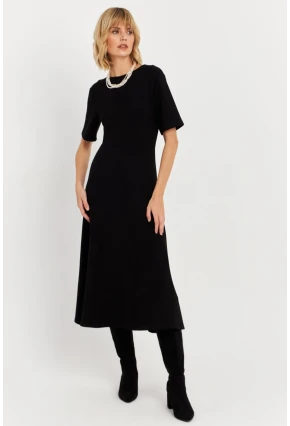 Kadın Siyah Basic Midi Sweat Elbise MHOL102