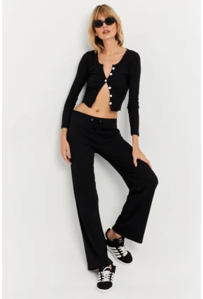 Kadın Siyah Palazzo Eşofman Altı ALB6011