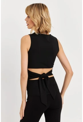 Kadın Siyah Sırt Dekolteli Bluz TF71
