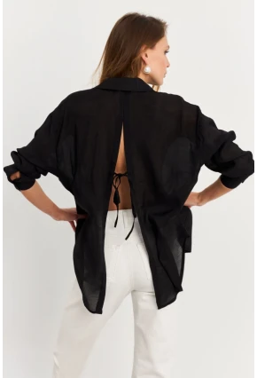 Kadın Siyah Sırtı Açık Gömlek MOD2369-90
