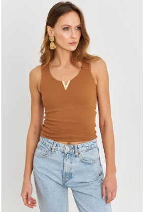 Kadın Tarçın Aksesuarlı Kaşkorse Bluz RLO116