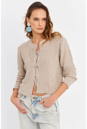 Kadın Taş İpli Triko Hırka YV323