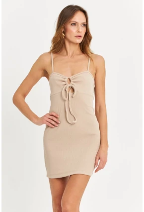 Kadın Taş Önü Büzgülü Pencereli Mini Elbise EY3047