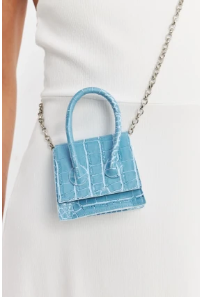 Kadın Turkuaz Zincir Askılı Mikro Çanta BE459