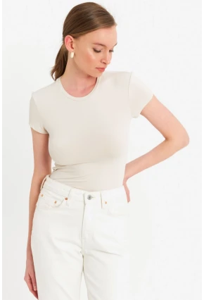 Kadın Vanilya Basic T-Shirt FLS07