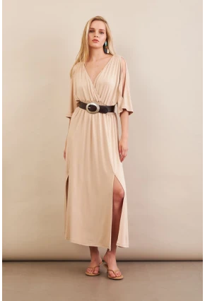 Kadın Vanilya Kol Pencereli Midi Elbise MP500