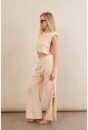 Kadın Vanilya Omuzları Vatkalı Alt Üst Takım KED002