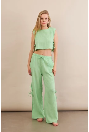 Kadın Yeşil Omuzları Vatkalı Alt Üst Takım KED002