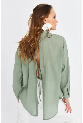 Kadın Yeşil Sırtı Açık Gömlek MOD2369