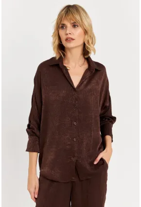 Kadın Acı-Kahve Saten Gömlek MCAR1127